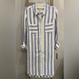 NWT Hope & Harlow Luna Striped Dress Button Up Shirtdress, SZ 10